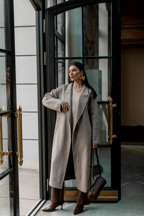 Пальто максі з поясом