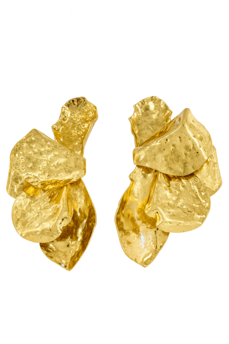 Золоті скульптурні сережки фото