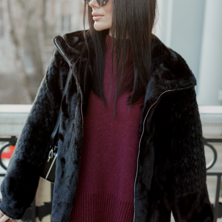 Шуба з преміального екохутра з капюшоном