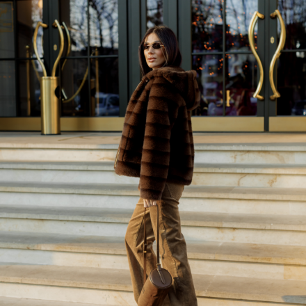 Шуба-дублянка з екохутра. Колір: Коричневий