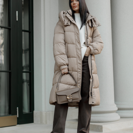 Пуховик світлий -беж. Доступні розміри: s