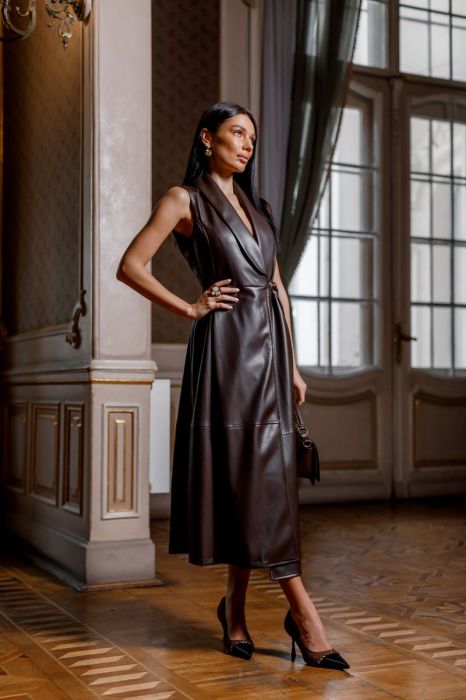 Сарафан з екошкіри на запáх IMPERIAL