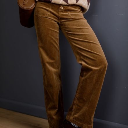 Карамельні вельветові штани прямого крою