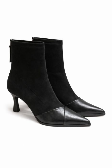 Жіночі чорні комбіновані ботильйони на підборах фото