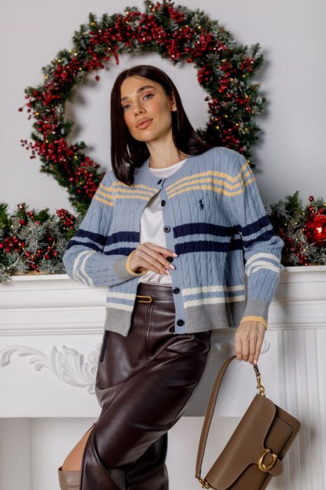 Сірий трикотажний кардиган фото