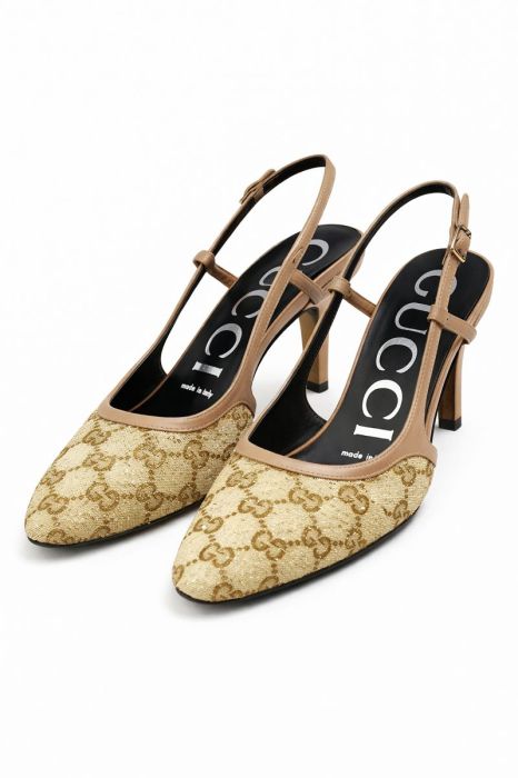 Туфлі з відкритою п’ятою на підборах у стилі Gucci фото