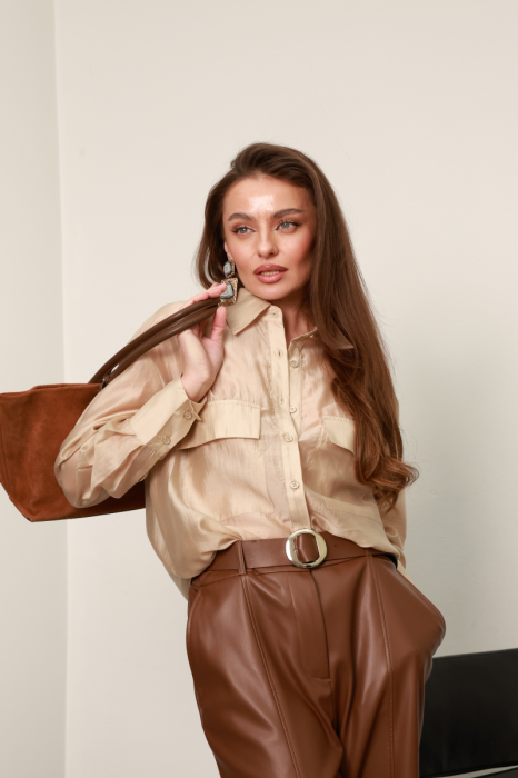 Блуза-сорочка з сатиновим ефектом