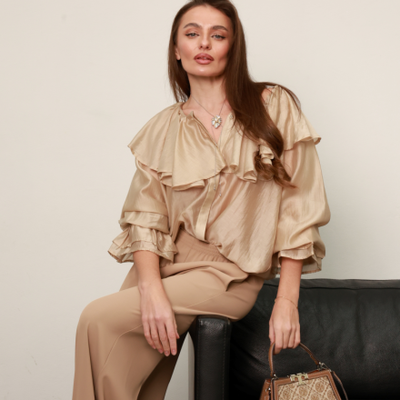 Сумка-тоут з орнаментальним принтом у стилі Gucci. Колір: Карамельний