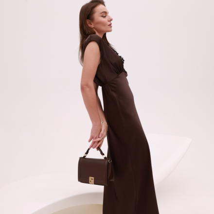 Шоколадна сукня з мереживом IMPERIAL. Колір: Коричневий