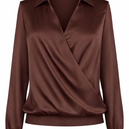 Шоколадна блуза IMPERIAL із м’якою драпіровкою та витонченим силуетом