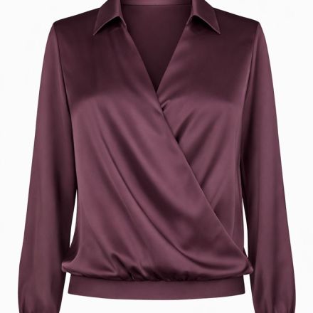Шовковиста блуза з запахом у винному відтінку IMPERIAL