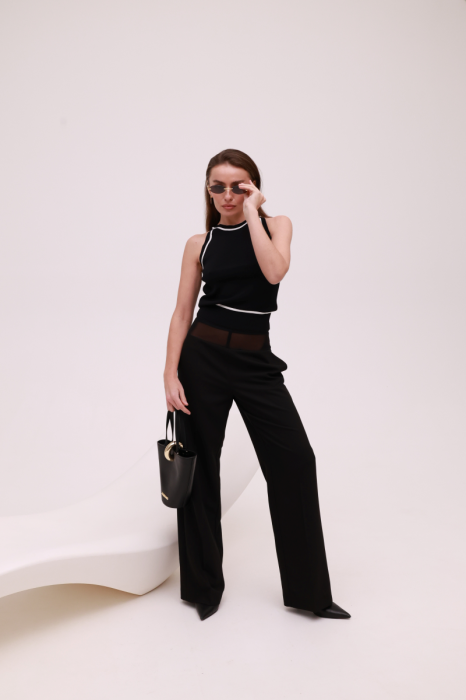 Чорні штани IMPERIAL з напівпрозорою вставкою