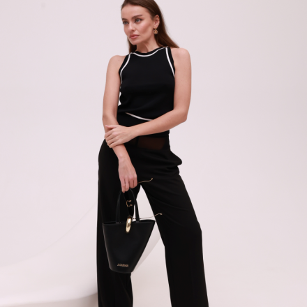 Чорні штани IMPERIAL з напівпрозорою вставкою. Колір: Чорний