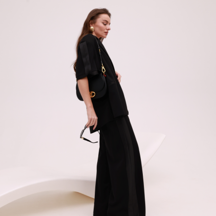 Елегантні чорні штани IMPERIAL з делікатними сатиновими вставками