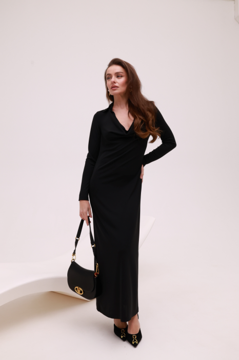 Чорна сукня IMPERIAL з драпірованим вирізом фото