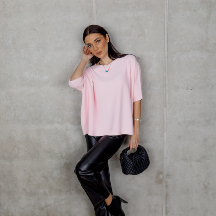 Рожевий светр з рукавом 3/4, одяг від Jador