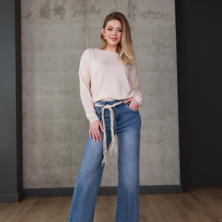 Джинси wide leg з високою посадкою. Колір: Синій