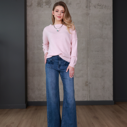 Джинси wide leg у насиченому синьому денімі, одяг від Jador