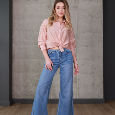 джинси wide leg у синьому денімі, одяг від Jador