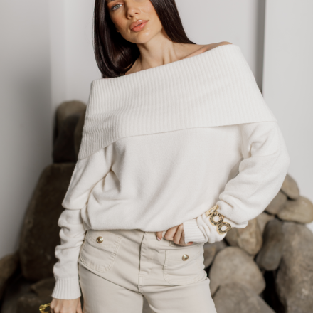 Трикотажний светр з відкритими плечима, одяг від Jador