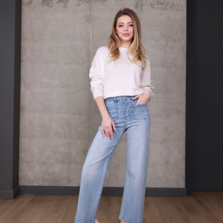 Елегантний кашеміровий светр у молочному відтінку, одяг від Jador