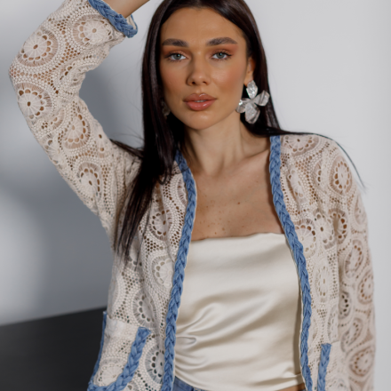 Мереживний кардиган з декоративною обробкою, від Jador