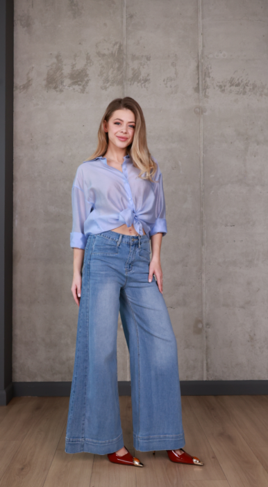 Джинси wide leg з високою посадкою фото