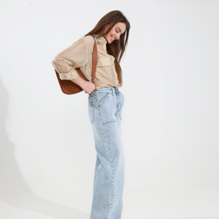 Джинси wide leg з високою посадкою, зображення