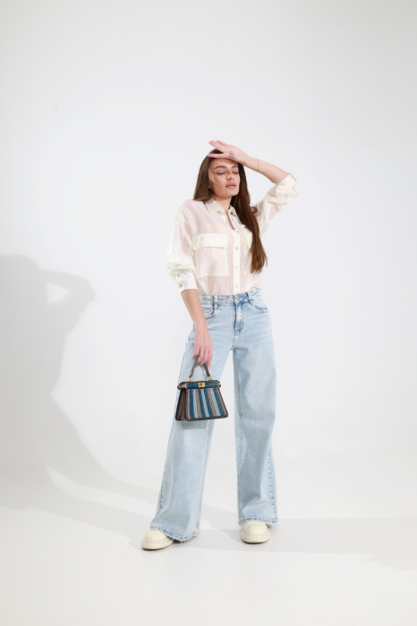 Джинси wide leg з декоративними кишенями фото