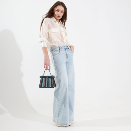 Джинси wide leg з декоративними кишенями. Колір: Блакитний