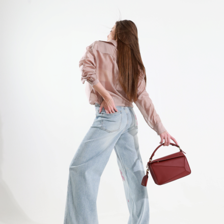 Джинси wide leg з квітковим декором, одяг від Jador