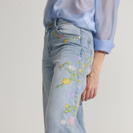 Джинси wide leg з вишивкою, одяг від Jador