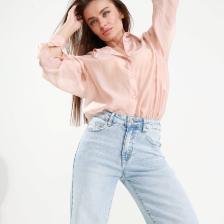 Джинси wсвітло-блакитні з високою посадкою. Колір: Блакитний